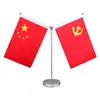 Bandera Roja para Escritorio de Oficina, Bandera de Escritorio, Bandera Roja para Sala de Conferencias, Soporte de Bandera en Forma de Y con Decoración de Base de Cristal