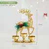 Juego de Candelabros Navideños Decoraciones Bandeja Dorada de Hierro para Velas Reno Árbol de Navidad Adornos Creativos de Escritorio Festivos