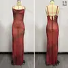 Novo Vestido Longo Amazon Primavera/Verão 2026 com Alças e Costas Abertas, Estampa de Leopardo Sexy e Elegante com Caimento Justo