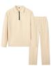 Comercio exterior transfronterizo traje de gofres para hombre polo de manga larga traje moda casual media cremallera solapa color liso traje