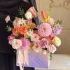Bolsa de Tote Personalizada con Flor Láser Día de San Valentín Día del Maestro Caja para Arreglo Floral Bolsa de Regalo de Boda Estampado Iridiscente Hecho a Mano