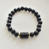Pulsera Elástica de Cuentas Transfronterizas Europeas y Americanas Espaciador Negro Mate Doce Constelaciones Piedra Natural con Cuentas Pulsera de Pareja