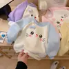 Moletom Espesso com Pelúcia para Meninas Novo Estilo Infantil Bebê Fofo Estiloso Blusa Outono Inverno Manga Longa Camada Base Roupas Quentes