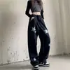 Calça Jeans Estrelada Feminina Outono Inverno 2025 Nova Tamanho Grande para Gordinhas Cintura Alta Slim Reta Solta Perna Larga