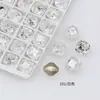Rinestones para Uñas Artísticas Hielo Triturado Dongzhou, Diseño Blanco Ovalado y Cuadrado Grueso de Flor de Hielo, Uñas Artísticas Portables con Rinestones en Forma de Corazón con Grietas de Hielo, Decoraciones para Uñas Artísticas