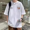 Camiseta de Manga Corta Estampada para Hombre, Verano Nuevo, Holgada, Moderna, Moda, Para el Trabajo, Casual, Versátil, Diseño Holgado, Top