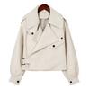 Chaqueta de Cuero para Motocicleta para Mujer, 25 Estilos, Moda Transfronteriza, Cuello Solapa, Corte Holgado, Retro Americano, Estilo Chanel, Chaqueta Corta de Cuero de Moda