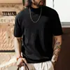 Nueva camiseta de punto para hombre con tacto fresco, al estilo de los nuevos ricos y el dinero antiguo, marca de moda de verano, diseño de canalé simple, adecuada para ir al trabajo, ropa de hombre