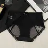 Hongxuan Huayang Menglei~ Calcinhas de Cetim com Renda Estilo Francês de Luxo Leve, Tanga Sexy em Renda Vazada de Cintura Média para Jovens