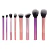 Set de brochas de maquillaje de mango largo de 8 piezas, colores surtidos, juego completo de brochas para polvos y rubor, brochas para contorno y sombras de ojos, herramientas de belleza