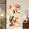 Nova pintura decorativa estilo chinês "Alegria na Flor de Ameixa", versão vertical sem furos para hall de entrada, sala de estar, escritório, com a imagem auspiciosa de flores de ameixa vermelhas