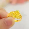 Amuleto de la Suerte Chapado en Oro de Imitación de Alta Calidad Estilo Tiktok Moneda Corazón Anillo Suave Espiga de Trigo para Mujer Anillo de Girasol