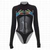 Primavera y Verano Pure Wants Jersey de Cuello Redondo de Manga Larga de Malla Estampada Casual Europeo y Americano para Mujer Ajustado Top de Chica Hot