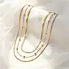 Collar apilable multicapa para mujer, moda, simple, de acero inoxidable, diseño de lujo ligero, cadena para clavícula de acero de titanio