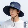 Sombrero de pescador de malla transpirable para exteriores de verano, unisex, de ala ancha, adecuado para senderismo y montañismo, con diseño bordado, protección solar y protección UV