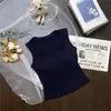 Colete de Outono/Inverno Quadrado Escovado com Cobertura Lateral para Seios Ombros Largos Roupa Externa Feminina Camisola com Sutiã Embutido Top Base Curto Emagrecedor