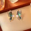 Brincos de Pérola Colorida Borboleta de Madrepérola Natural Agulha de Prata S925 Moda de Alto Padrão Elegante Exquisito Estilo Feminino