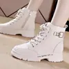 Nuevas botas martin de otoño 2024 zapatos de mujer ins otoño e invierno botas con forro polar zapatos blancos estilo británico otoño e invierno para mujer