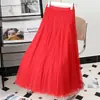 Falda de malla para mujer, falda morada para danza cuadrada, falda de gran vuelo de 720 grados, grupo de baile, cintura alta, ajustada, línea A, longitud para foto