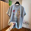 Camiseta de manga corta de algodón puro estilo coreano, versátil, de nicho, cuello redondo, hombros normales, para mujer, talla grande, verano 2026