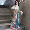 Calças pintadas para meninas 2025 Nova primavera e outono Fried Street Trendy Cool Pants Big Children's Western Style Spice Girls Tie-Dye Calças de perna larga