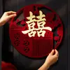Pegatinas tridimensionales de "doble felicidad" para bodas, usadas para decorar la habitación de la novia, decoraciones de boda y la puerta de entrada del nuevo hogar