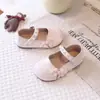 Zapatos Pequeños de Cuero Bordados Estilo Chino para Niños Niñas Lazo Zapatos de Princesa Otoño Boca Baja Zapatos Individuales Niñas Étnicos Hanfu Zapatos