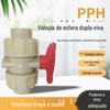 Válvula de esfera de dupla junta PPH hot-melt Válvula de esfera de dupla junta PPH válvula de esfera de homopolipropileno para uso industrial