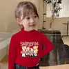 Y2241# Camiseta de Manga Longa Infantil Meninas Outono Nova Camisa Básica Estilo Ocidental Casual Infantil Camiseta Tendência
