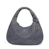 Bolsa Hobo Tecida para Ombro Estilo Celebridade da Internet, Bolsa de Ombro Grande em Couro Macio Tecido à Mão Vintage Camurça Fosca