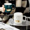 Taza sencilla estilo ins con tapa y cuchara Taza de cerámica para pareja Taza para beber para niños para el hogar Taza para café té para oficina