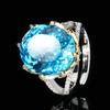 Zhuang Shengsheng Joyería Cobre Chapado en Oro Color Simulado Tesoro Rosa Seco Anillo Retro Forma de Huevo Piedra Femenina 14*16