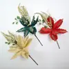 Nueva Flor de Navidad Brillante de 26 cm Decoraciones Navideñas Fiesta Hogar Accesorios de Rama Flores Navideñas Artificiales Flores Falsas