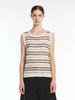 Chaleco Tejido Elegante de Rayas Contrastantes sin Mangas Transfronterizo Europeo y Americano Nuevo Top de Cuello Redondo Chaleco para Mujer Primavera y Verano