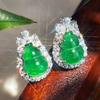 Pendientes de plata de ley 925 estilo nacional retro jade verde emperador alto verde yang calabaza soportan re-inspección