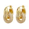 Aretes Versátiles Retro Europeos y Americanos con Incrustaciones de Diamantes, Aros Dobles, Desmontables, Multipropósito, Aretes Elegantes, Creativos y Exquisitos