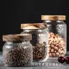 Tarro de Almacenamiento de Madera de Acacia Transfronterizo Vidrio Martillado Transparente Lata Sellada Lata para Té Lata para Velas de Té Lujo Retro Lata Individual