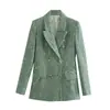 Chaqueta de Traje Casual de Manga Larga con Cuello de Solapa Doble Botonadura Ajustada Textura Irregular Estilo Europeo y Americano Transfronteriza