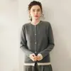 Tejido de 12 agujas, diseño de dos piezas simulado, suéter de cachemir para mujer, cuello redondo, color liso versátil, suéter de lana de punto amigable con la piel, estilo otoño/invierno para mujer