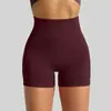 Shorts de fitness femininos de três pontos de cintura alta com levantamento de bumbum de pêssego transfronteiriços, shorts curtos de tricô sem costura justos para yoga, corrida e esportes