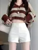 Shorts de Traje Blancos para Mujer Verano 2024 Nueva Ropa Exterior Cintura Alta Línea A Aspecto Adelgazante Shorts Básicos Calientes para Personas Pequeñas