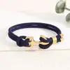 Pulsera de Cuerda Ajustable Tejida a Mano Estilo Milán con Ancla Nueva de Acero Inoxidable Transfronteriza Europea y Americana Pulsera de Cuerda para Mano Ajustable Pulsera de Joyería para Hombres y Mujeres