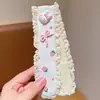 Faixa de cabelo de tricô floral com velcro para mulheres, presilha de franja floral doce, faixa de cabelo para arrumar o cabelo, acessório de cabelo estilo pastoral francês