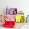 Lancheira Compartimentada Selada Cor Macaron para Estudantes, Passeios, Trabalho, Escritório, Conjunto de Preparo de Refeições com Talheres e Garrafa de Água