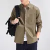 Marca de Tendencia Americana Camisa Retro de Manga Larga para Hombre Holgada Tallas Grandes Otoño Camisa Casual ins Color Sólido Ropa Exterior Chaqueta