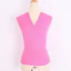 Ropa Popular de Verano Nuevo Estilo Coreano Sexy para Mujer Escote Bajo en V Profundo Sin Mangas Chaleco Top Tejido de Canalé