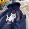 Moletom com Capuz Estampa de Gato para Homens, Primavera e Outono, Estilo Americano, Forrado com Fleece, Jaqueta Pesada, Marca da Moda, Oversized, Moda Outono Retrô, Novo Modelo