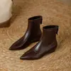 Botas Estilizadas Elásticas de Punta Fina, Nuevas Botines de Tobillo Estilo Británico Otoño/Invierno, Tacón Bajo, Tacón Grueso, Cierre Trasero, Botas Martin para Mujer