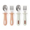 Set de Cuchara y Tenedor de Silicona PPSU Coloreable para Niños Cuchara y Tenedor de Acero Inoxidable Vajilla de Entrenamiento para Bebés Suplemento Alimenticio Cuchara y Tenedor