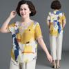 Conjunto de Ropa de Verano para Mamá, Elegante Camisa de Manga Corta, Ligero Modelo Nuevo 2027, Top de Primavera y Verano para Mujeres de Mediana Edad y Mayores